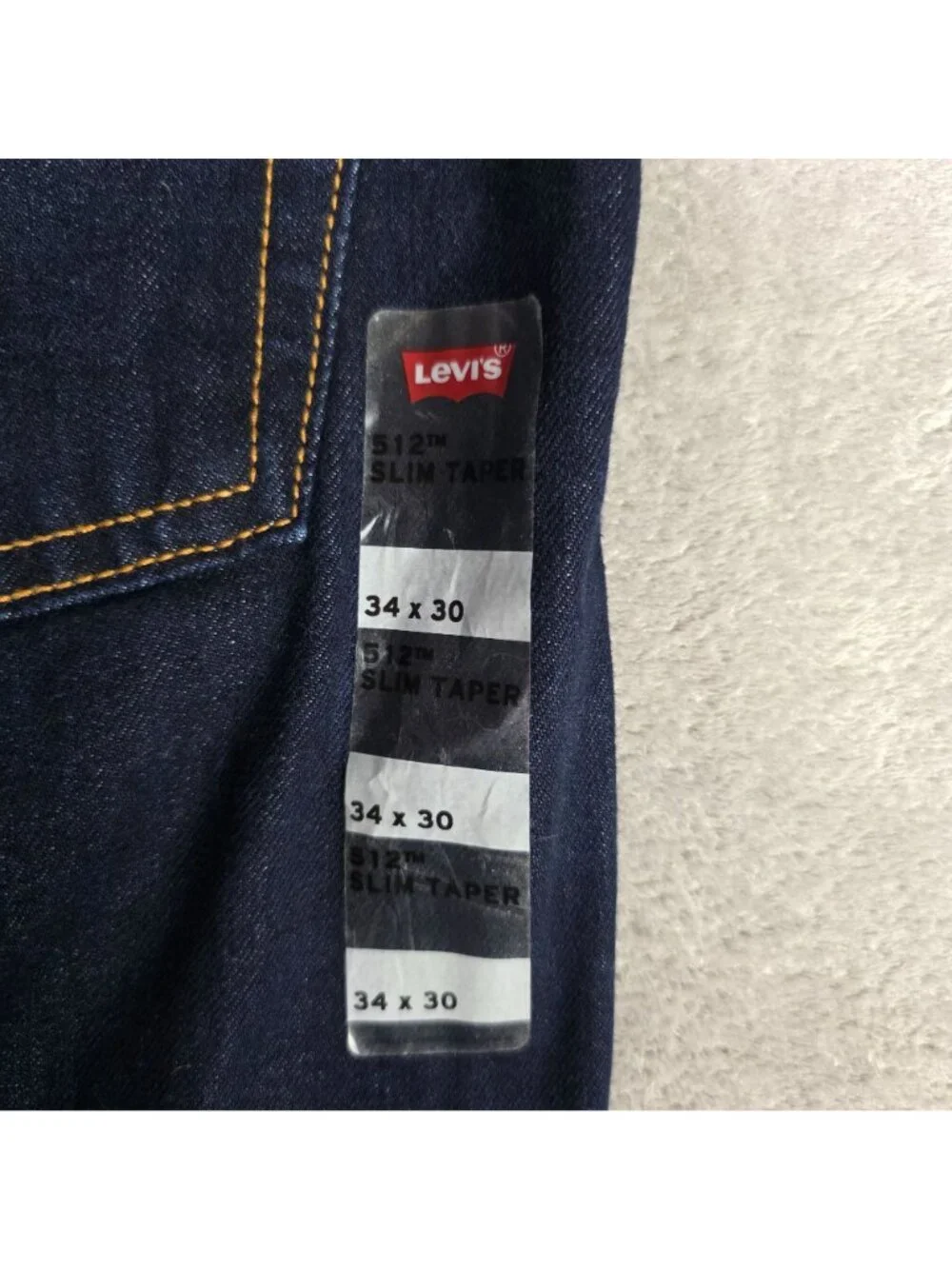 Mens Levis 512 Slim Taper Denim Blue Jeans Dark Wash Cotton Blend Size 34x30
